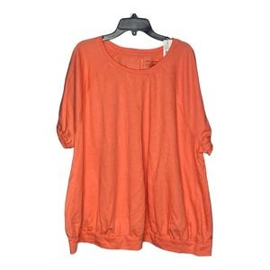 NWT Lane Bryant Top 22/24 Orange Crewneck Terry Cloth Pullover Minimalist Casual
